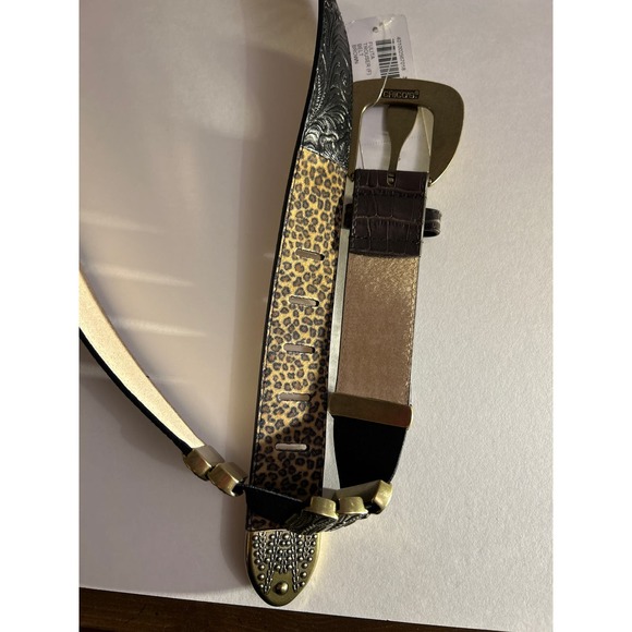 Chicos genuine leather belt 79984 Leopard Print Embossed Leather and Brass NWT - Picture 6 of 10